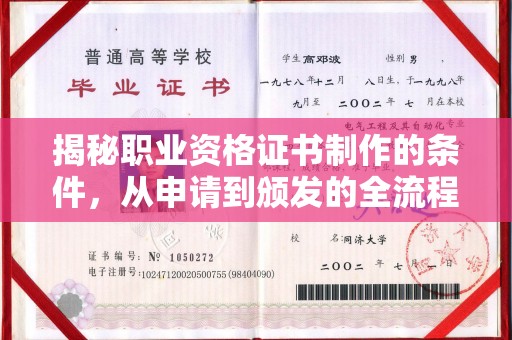 禅城揭秘职业资格证书制作的条件，从申请到颁发的全流程解析